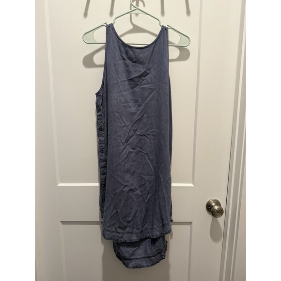 Anthropologie Cloth & Stone Small Chambray Side Button Up Tank Dress Sleeveless - Picture 1 of 6